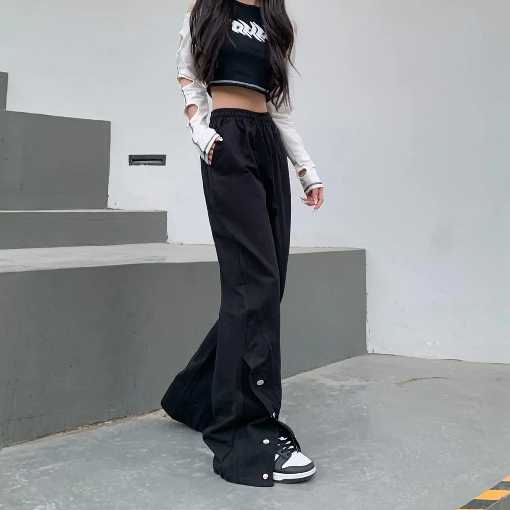 Women's Pants Y2k Flare Leggings Cargo Gothic Trousers Vintage Slim fit Bell Bottom Harajuku Streetwear