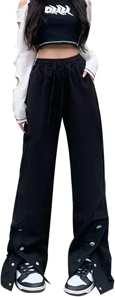 Women's Pants Y2k Flare Leggings Cargo Gothic Trousers Vintage Slim fit Bell Bottom Harajuku Streetwear