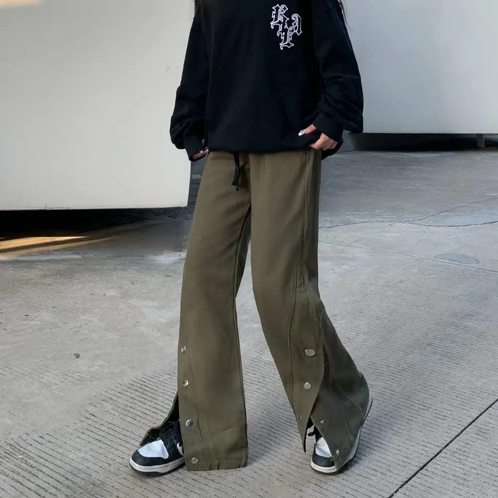 Women's Pants Y2k Flare Leggings Cargo Gothic Trousers Vintage Slim fit Bell Bottom Harajuku Streetwear
