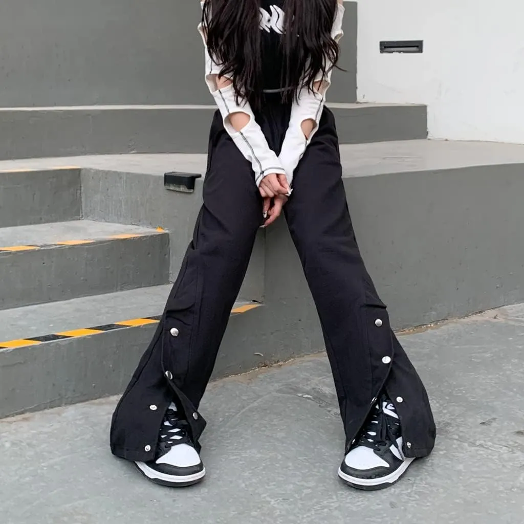 Women's Pants Y2k Flare Leggings Cargo Gothic Trousers Vintage Slim fit Bell Bottom Harajuku Streetwear