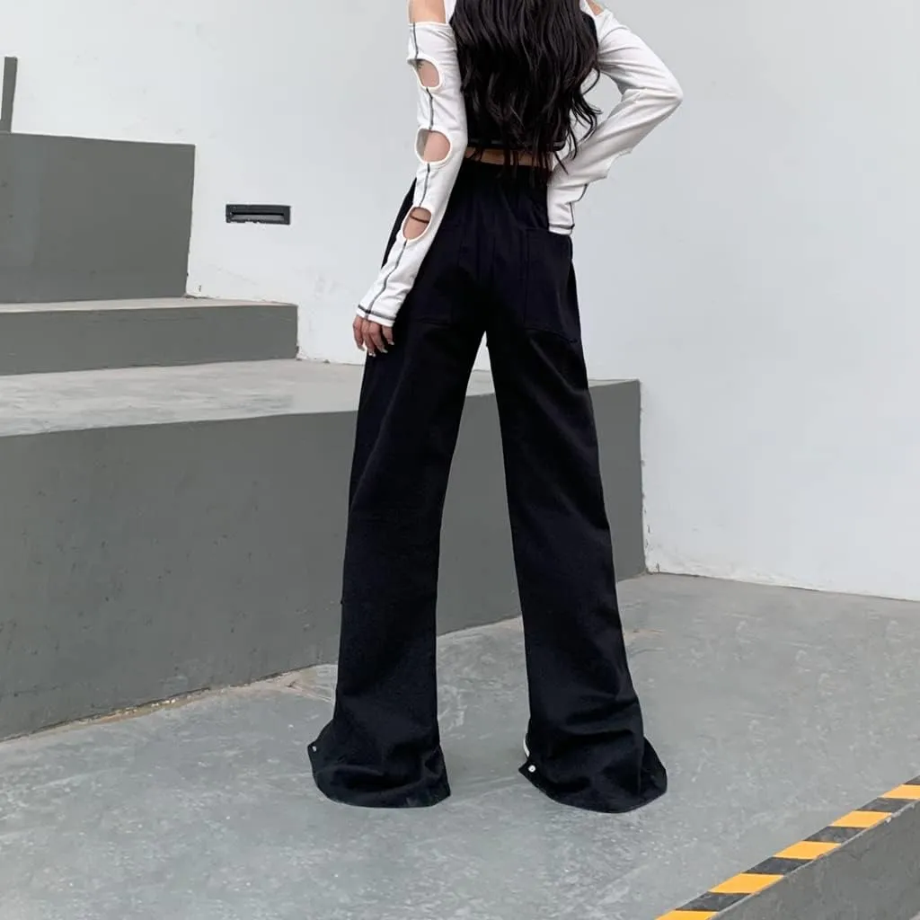 Women's Pants Y2k Flare Leggings Cargo Gothic Trousers Vintage Slim fit Bell Bottom Harajuku Streetwear