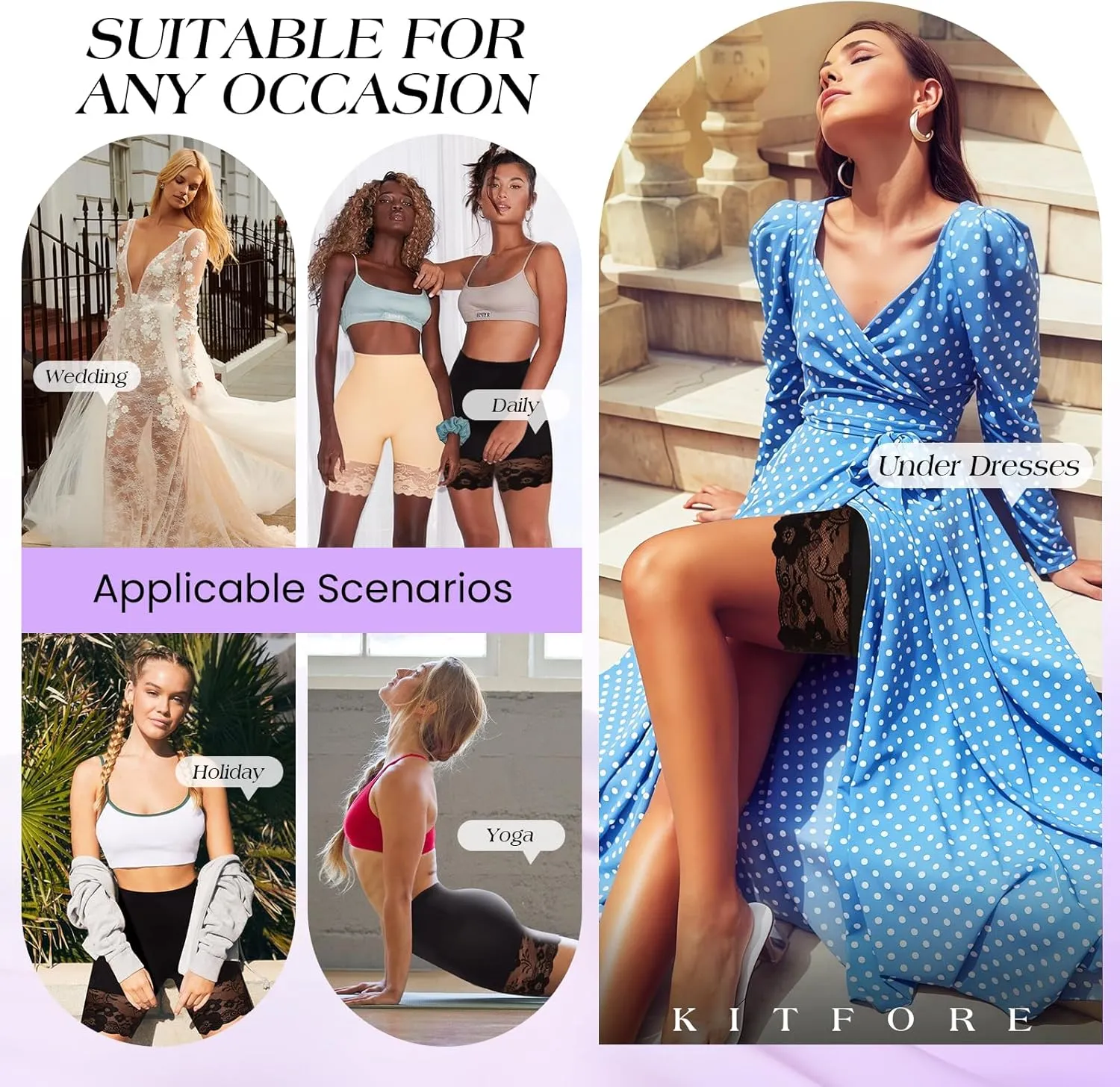 Womens Shapewear Shorts Tummy Control Slip Shorts Seamless Anti Chafing Shaping Boyshorts Lace Under Shorts