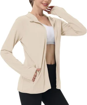 Womens UPF 50  Athletic Jacket Summer Lightweight Sun Protection Zip Up Hoodie UV Protect Long Sleeve Shirts