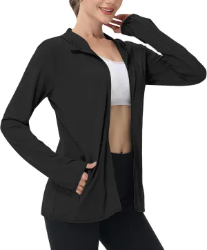 Womens UPF 50  Athletic Jacket Summer Lightweight Sun Protection Zip Up Hoodie UV Protect Long Sleeve Shirts