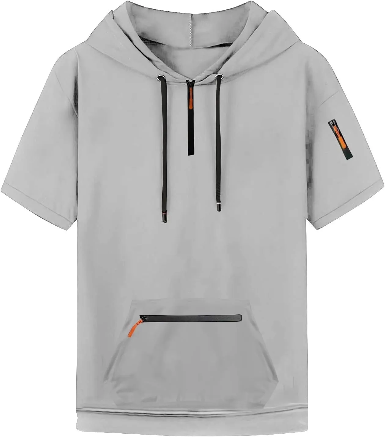 Workout Hoodies for Men Zip Up Short Sleeve Slim Fit Pocket Casual Tshirts Pullover Summer Gym Training Muscle Tees