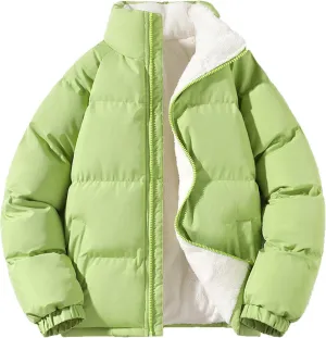 XIAXOGOOL Men's Puffer Jacket Stand Collar Drop Shoulder Full Zip Jacket Quilted Coats Thick Warm Winter Coat Outwear