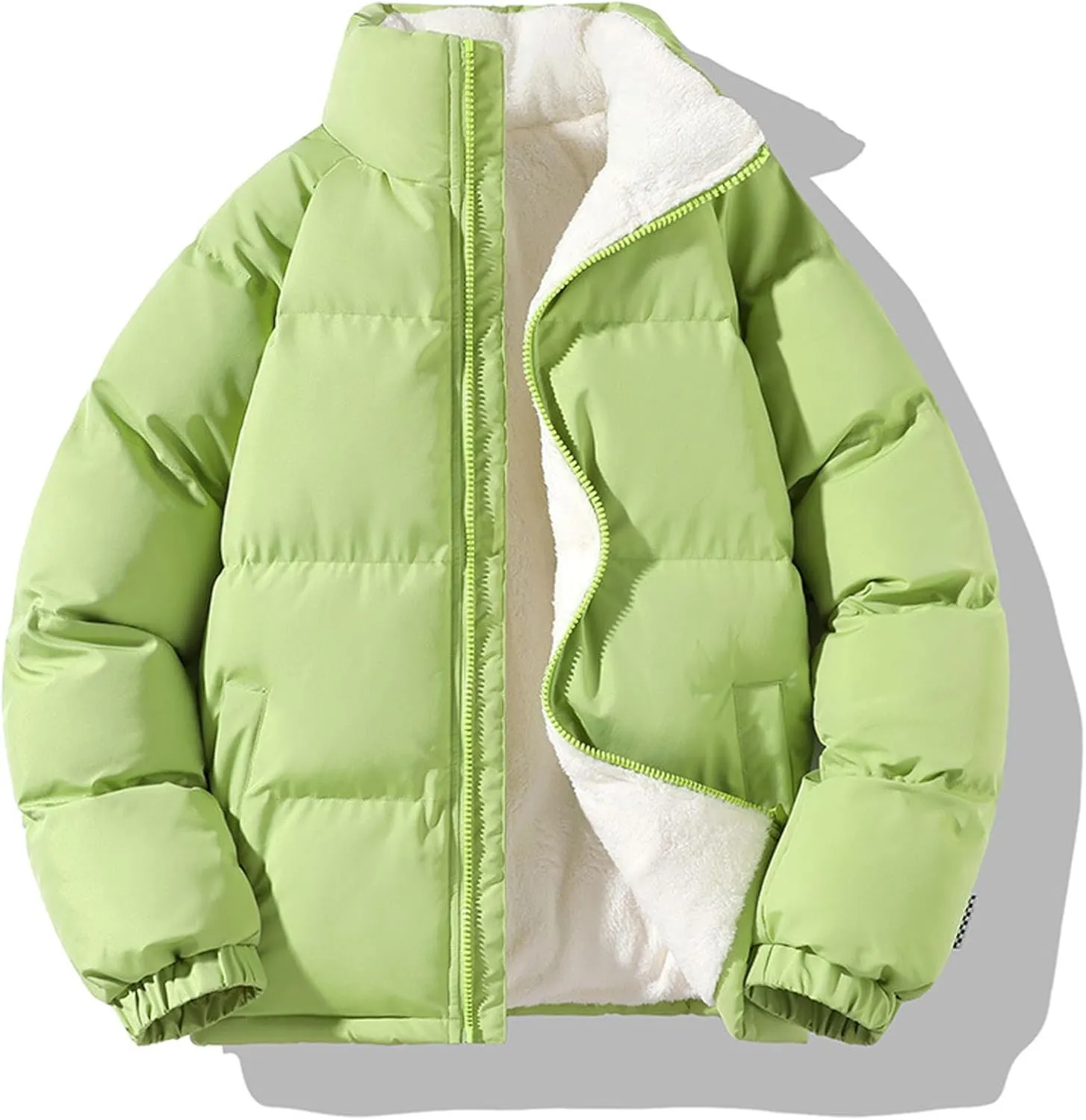 XIAXOGOOL Men's Puffer Jacket Stand Collar Drop Shoulder Full Zip Jacket Quilted Coats Thick Warm Winter Coat Outwear