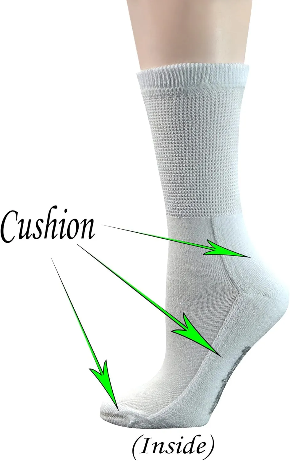 Yomandamor Women's 5 Pairs Non-Binding Cotton Crew Diabetic/Dress Socks with Seamless Toe and Cushion Sole