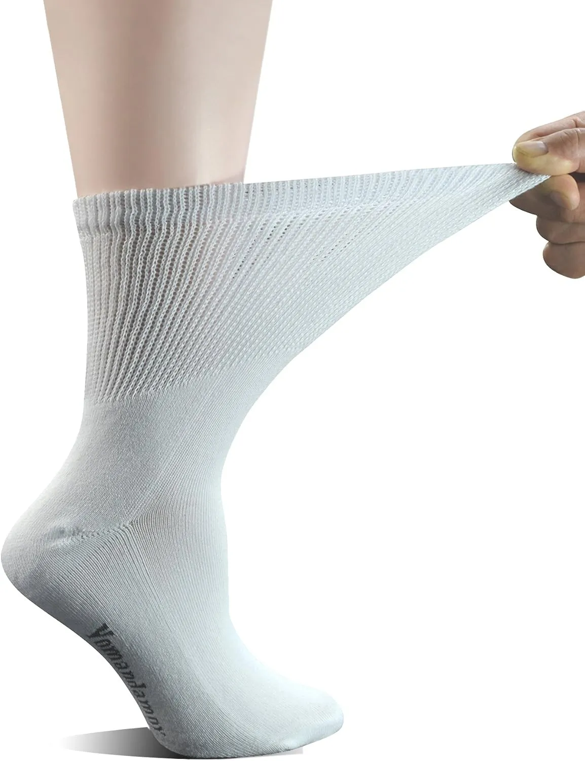 Yomandamor Women's 5 Pairs Non-Binding Cotton Crew Diabetic/Dress Socks with Seamless Toe and Cushion Sole
