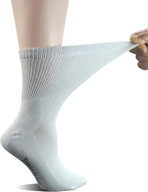 Yomandamor Women's 5 Pairs Non-Binding Cotton Crew Diabetic/Dress Socks with Seamless Toe and Cushion Sole